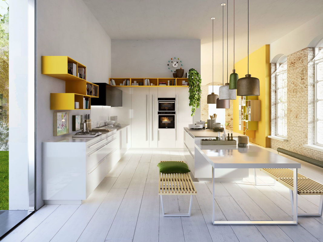 Blum Hardware και Finish Finish YALIG έξυπνη κουζίνα για το διαμέρισμα