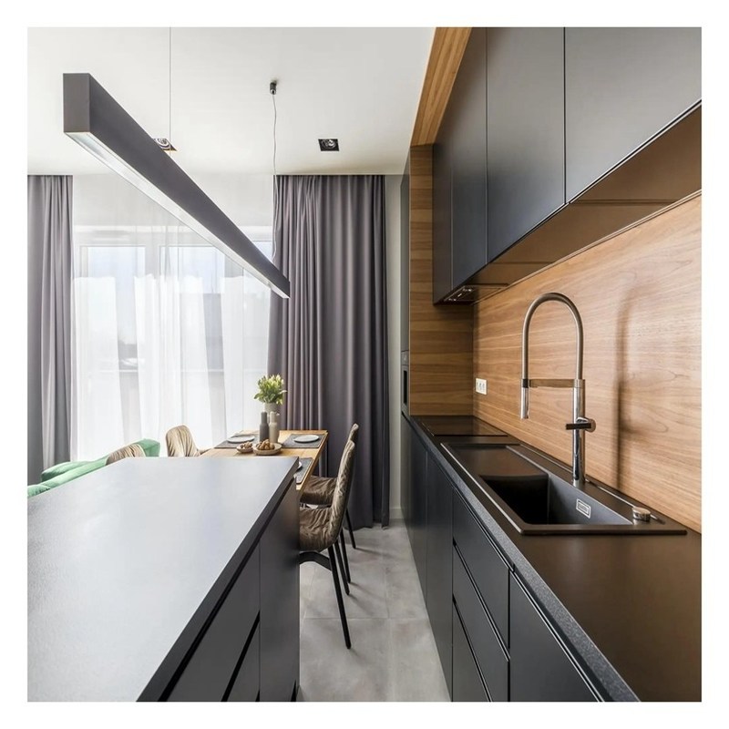 Μοντωματικά ντουλάπια κουζίνας έκπτωση σκοτεινές μελαμίνης θύρες για μεγάλες κουζίνες