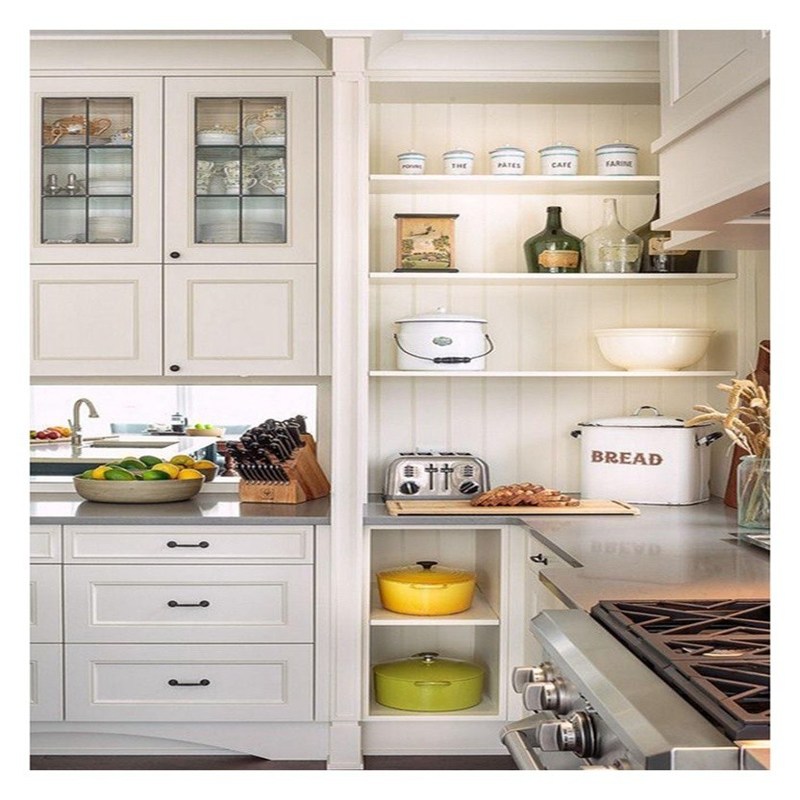 Σύγχρονη λευκή στερεά ξύλινη γυάλινη βιτρίνα