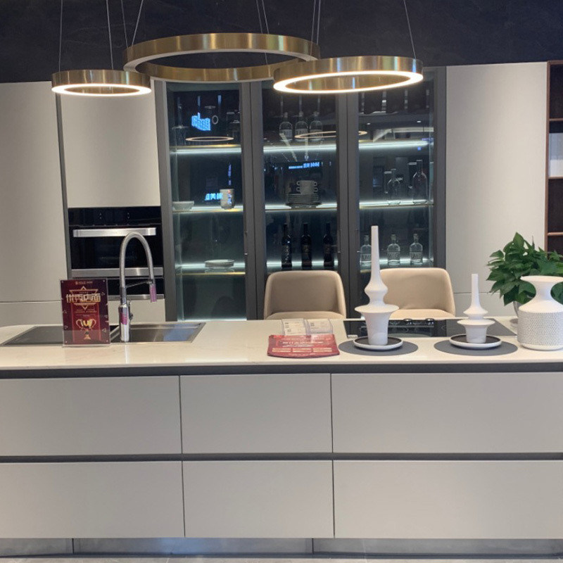 Προσαρμοσμένο χρώμα ελαστικού στερεού ξύλου πλήρες σετ κουζίνας για σύγχρονη κουζίνα