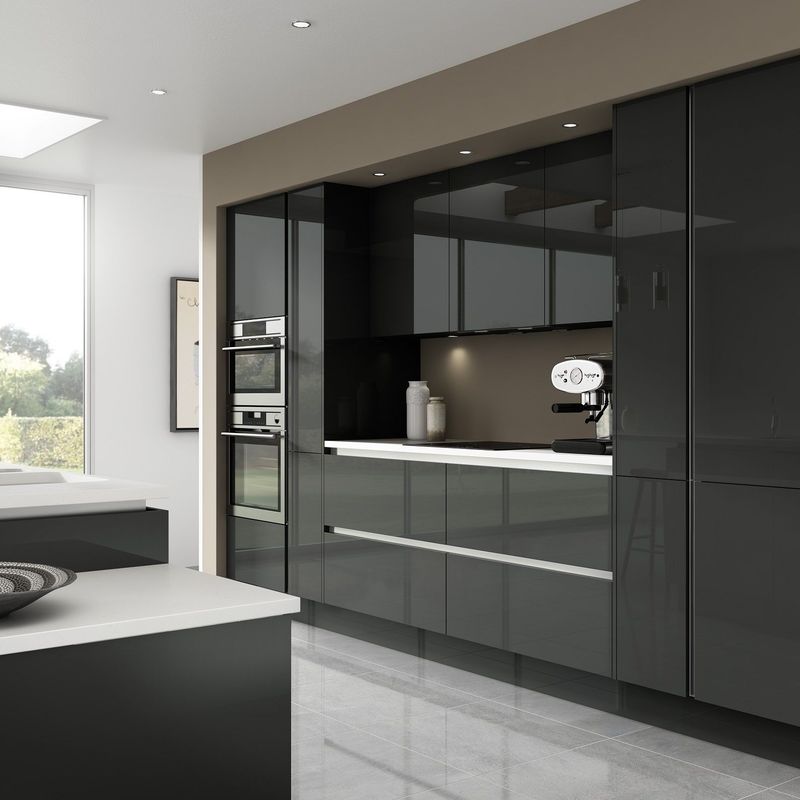 Blum Hardware Κουζίνα Νησί ντουλάπι με μαύρο σχεδιασμό