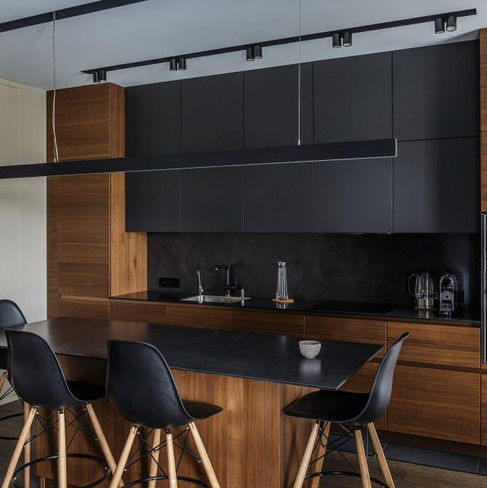 Blum Hardware Κουζίνα Νησί ντουλάπι με μαύρο σχεδιασμό