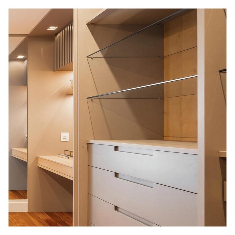 Σύγχρονο σχεδιασμό Μαύρο γυάλινο πίνακα πόρτας Σκληρό ξύλο ντουλάπα κρεβατοκάμαρα για διαμέρισμα