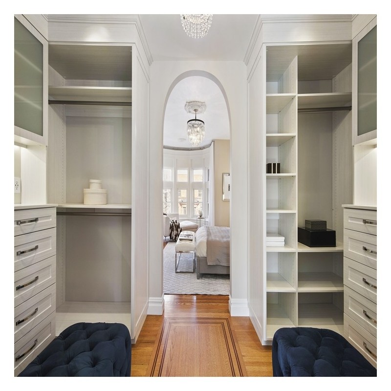 Σύγχρονο σχεδιασμό Μαύρο γυάλινο πίνακα πόρτας Σκληρό ξύλο ντουλάπα κρεβατοκάμαρα για διαμέρισμα