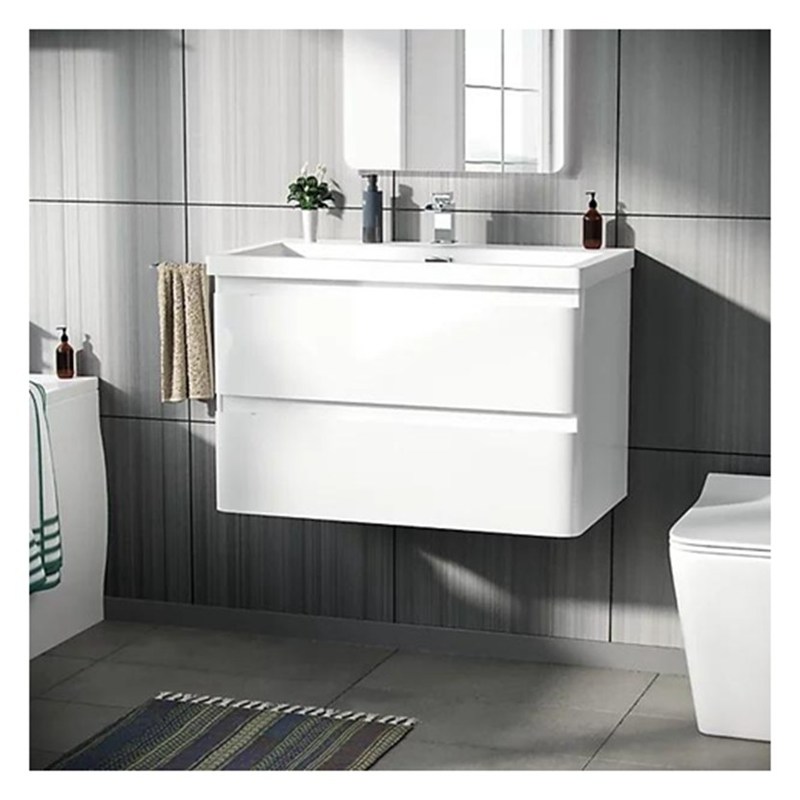 Σκληρό ξύλο στρογγυλό κρεμασμένο κενό μπάνιου με νεροχύτη και μικρού μεγέθους γυαλιστερό φινίρισμα