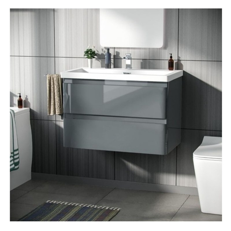 Σκληρό ξύλο στρογγυλό κρεμασμένο κενό μπάνιου με νεροχύτη και μικρού μεγέθους γυαλιστερό φινίρισμα