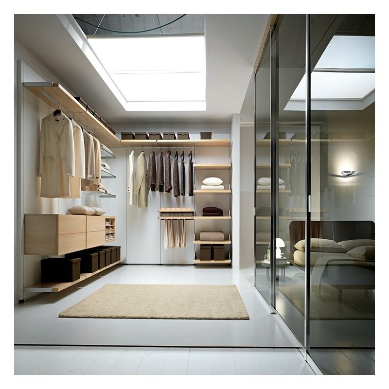 Προσαρμοσμένο Walk-in Wardrobe Μινιμαλιστική ξύλινη λύση αποθήκευσης για έπιπλα υπνοδωματίου
