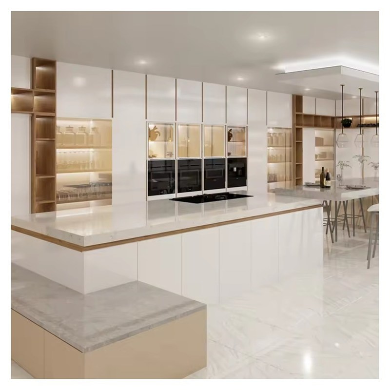 Μινιμαλιστικό σχεδιασμό Σύγχρονη κουζίνα Εφοδιαστικά ντουλάπια Φανέλα και λάκα Τελικές πόρτες