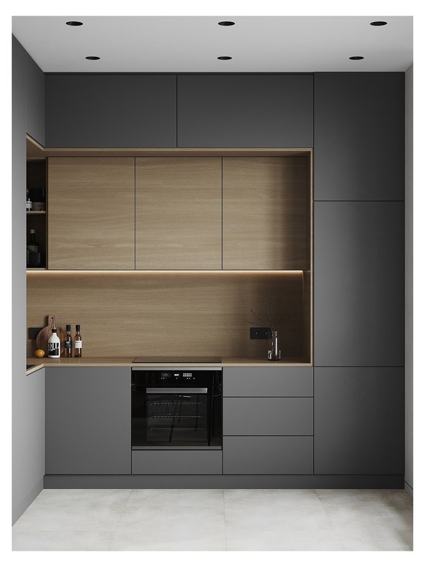 Μινιμαλιστικό σχεδιασμό Σύγχρονη κουζίνα Εφοδιαστικά ντουλάπια Φανέλα και λάκα Τελικές πόρτες