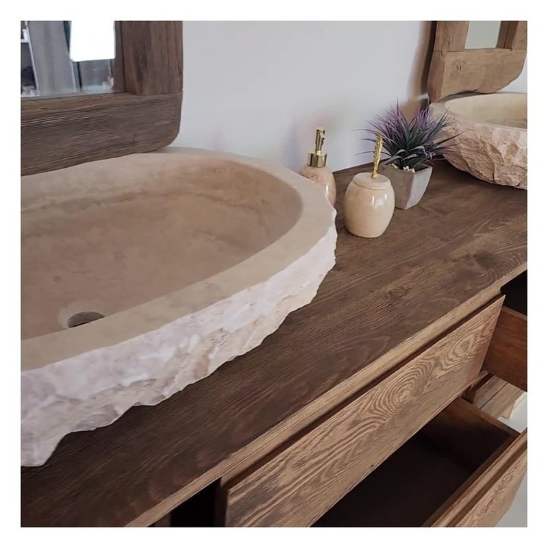 Σκληρό ξύλινο ντουλάπι μπάνιου με ασημένιο καθρέφτη