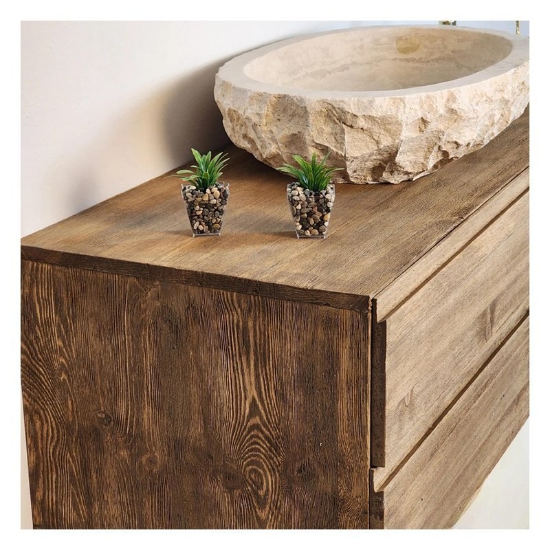 Σκληρό ξύλινο ντουλάπι μπάνιου με ασημένιο καθρέφτη