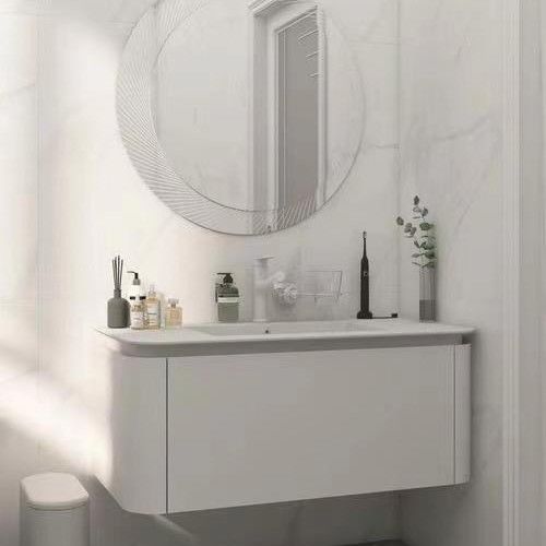 Σύγχρονο λευκό μπάνιο Vanity Combo με καθρέφτη και νεροχύτη 38-46 ίντσες καλλιεργημένο μάρμαρο