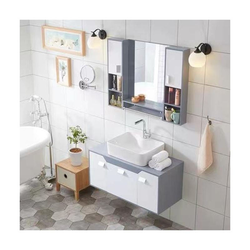End Luxury Modern Design 28 72 ιντσών Φλουτιζόμενη μεμβράνη PVC στενό πλωτό μπάνιο Vanities Cabinet Set