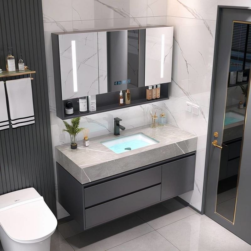 End Luxury Modern Design 28 72 ιντσών Φλουτιζόμενη μεμβράνη PVC στενό πλωτό μπάνιο Vanities Cabinet Set