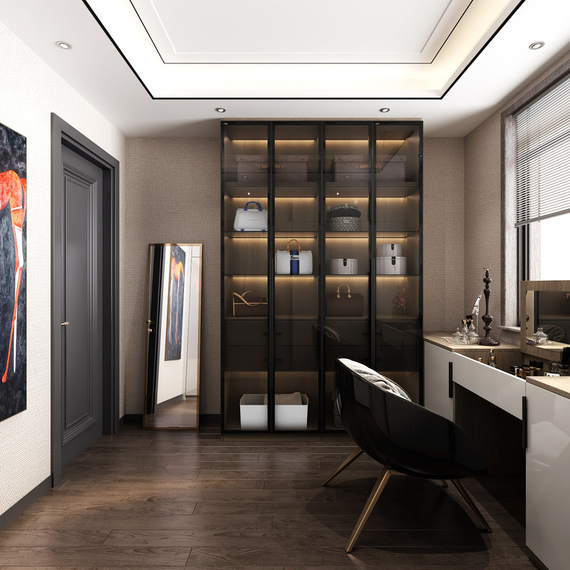 Ρυθμίσιμο MR HDF Board 2024 Luxury Glass Wardrobe Αλουμίνιο Γυψοφόρο Έπιπλα Δύορα ξύλο Custom Designs Closet Wardrobe