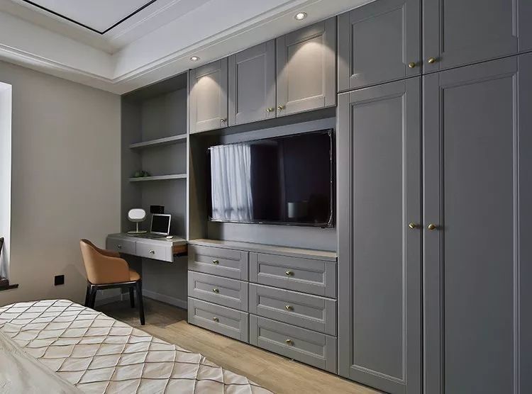 2024 Πιο δημοφιλής Γκρέι Shaker Door Wardrobe Σύγχρονο ξύλινο στυλ για το σπίτι Υφάσματα Ρεφιτερά ντουλάπια