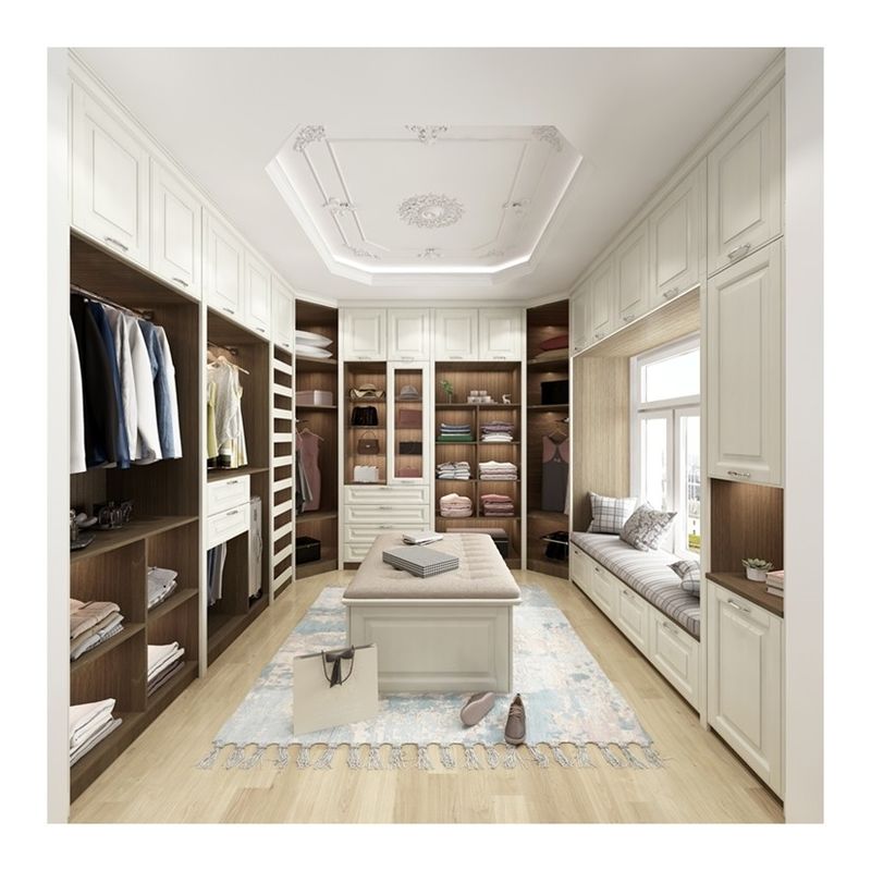 Σύγχρονη κρεβατοκάμαρα walk-in ντουλάπα με Custom ξύλινο σχεδιασμό και MR HDF επιφάνεια