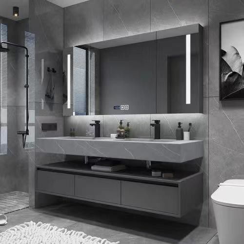 Οργανώστε το μπάνιο σας με το YALIG Custom Vanity Cabinet Διπλό νεροχύτη και ασημένιο καθρέφτη