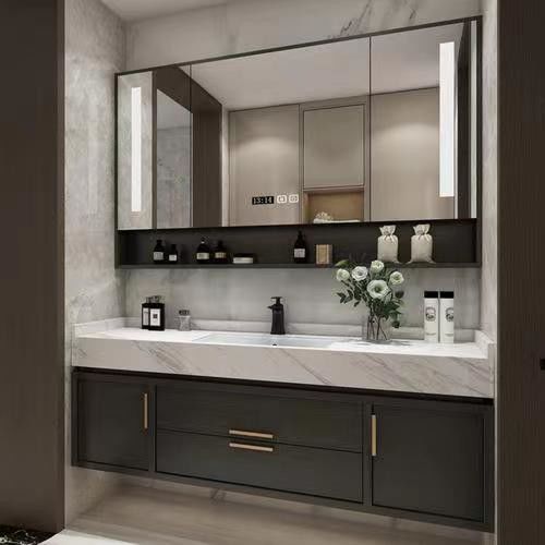 Αρθρογωνικό Vanity YALIG Custom Luxury Quartz Counter Top Set για σύγχρονο σχεδιασμό μπάνιου