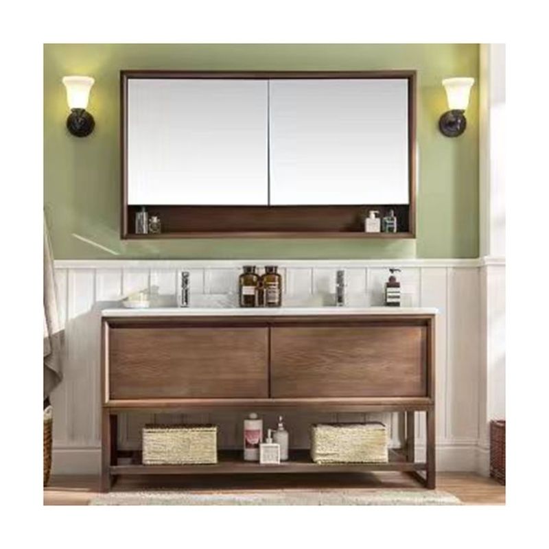 Αναβαθμίστε το μπάνιο σας με το YALIG Custom Gold Double Sink Vanity Combo και το τοίχωμα