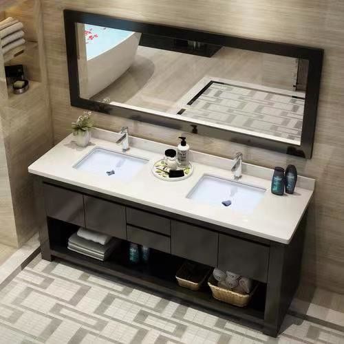 Αναβαθμίστε το μπάνιο σας με το YALIG Custom Gold Double Sink Vanity Combo και το τοίχωμα