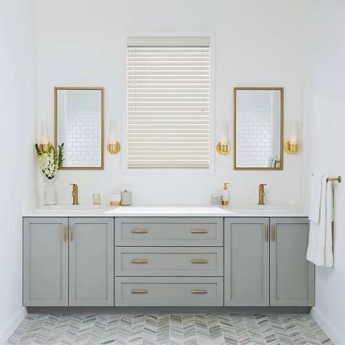 Αναβαθμίστε το μπάνιο σας με το YALIG Custom Gold Double Sink Vanity Combo και το τοίχωμα