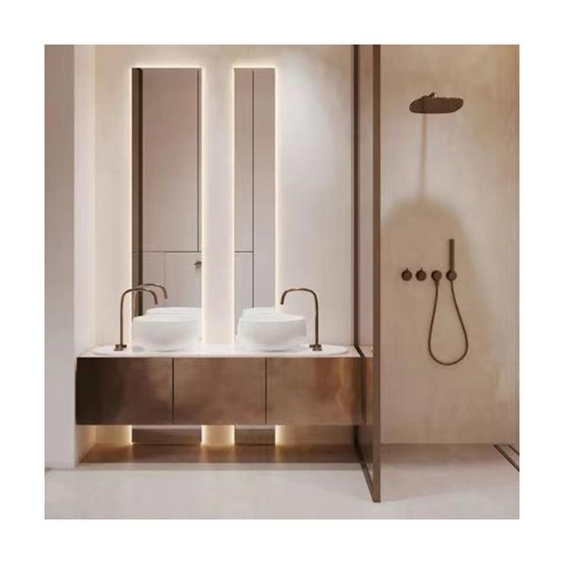Σύγχρονο ντουλάπι αποθήκευσης και μπάνιο Vanity Light Combo με καθρέφτη από YALIG Design