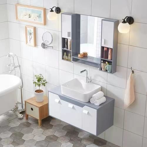 Σύγχρονο ντουλάπι αποθήκευσης και μπάνιο Vanity Light Combo με καθρέφτη από YALIG Design