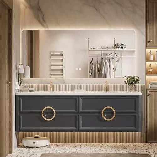 YALIG Cabinet Shaker Fluted Panel Quartz Countertop Bathroom Vanity για 38-46 σε πλάτος